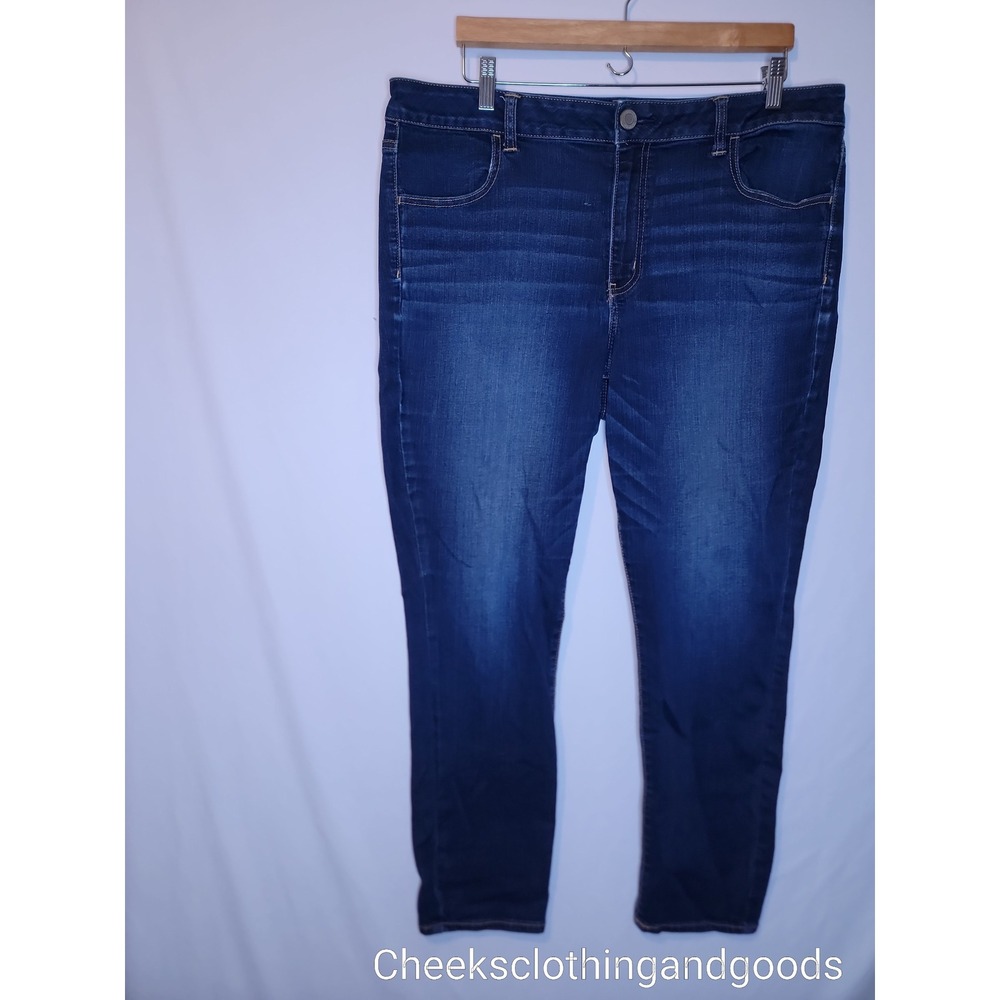American Eagle Hi-Rise Jegging Dark Wash Blue Jeans Womens Size 18 Short 18S - Picture 2 of 8